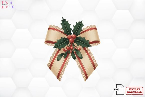 Download Vintage Holly Ribbon Bow PNG - Holly Collection