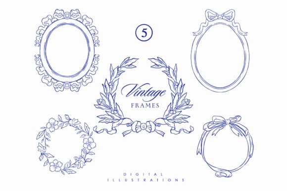 Download Baroque Wedding Line Art Frames - Premium Resources