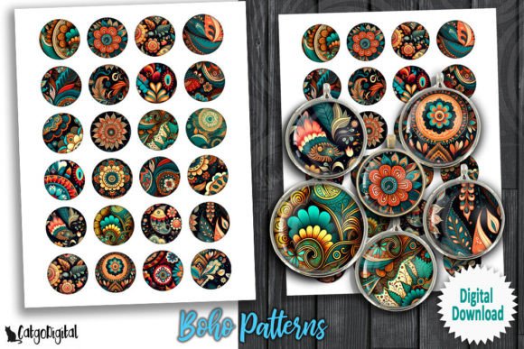 Download Boho Patterns Digital Collage Sheets - Digital collage sheets Collection