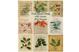 Download 9 Vintage Holly Ephemera Cards - Holly Collection