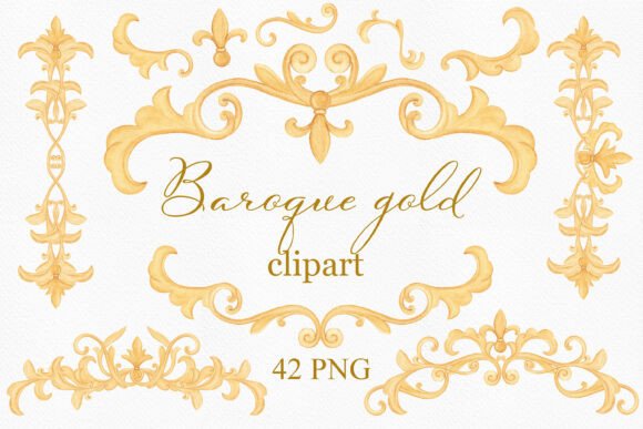 Download Watercolor Baroque Frame PNG Elements - Premium Bundle
