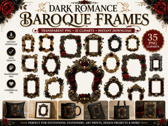 Download Dark Romance Baroque Frames - Premium Resources