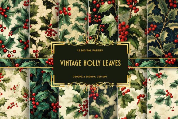 Download Vintage Holly Leaves: Classic Festive - Holly Collection
