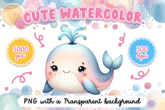 Download Cute Watercolor Whale - Watercolor whale Collection