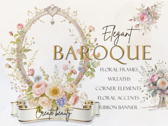 Download Elegant Baroque Floral Clipart - Premium Resources