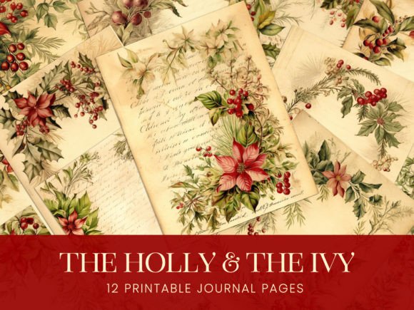 Download Antique Holly Ivy Christmas Journal Page - Holly Collection